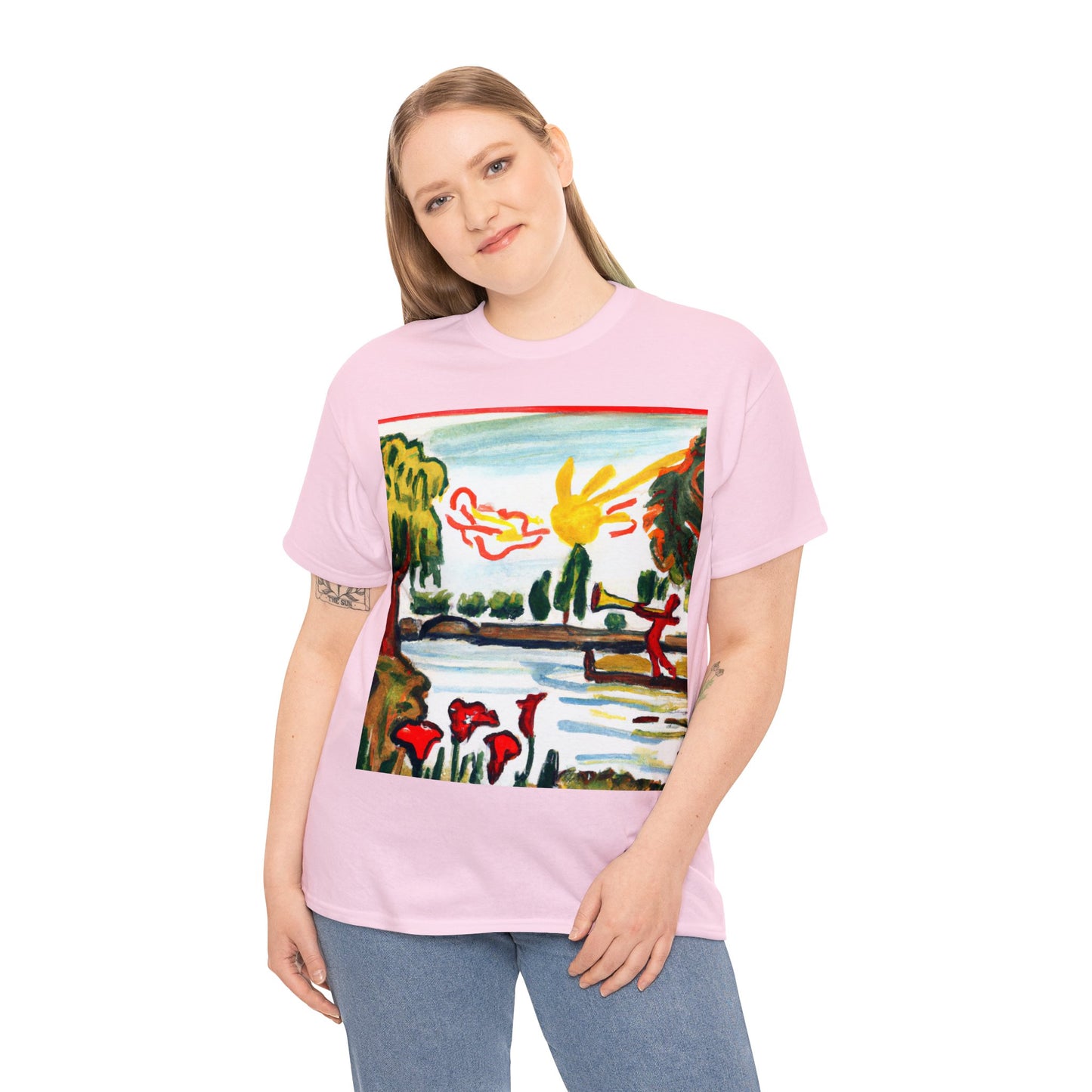 Art Naïve Trumpeter Unisex Heavy Cotton Tee by HornCue