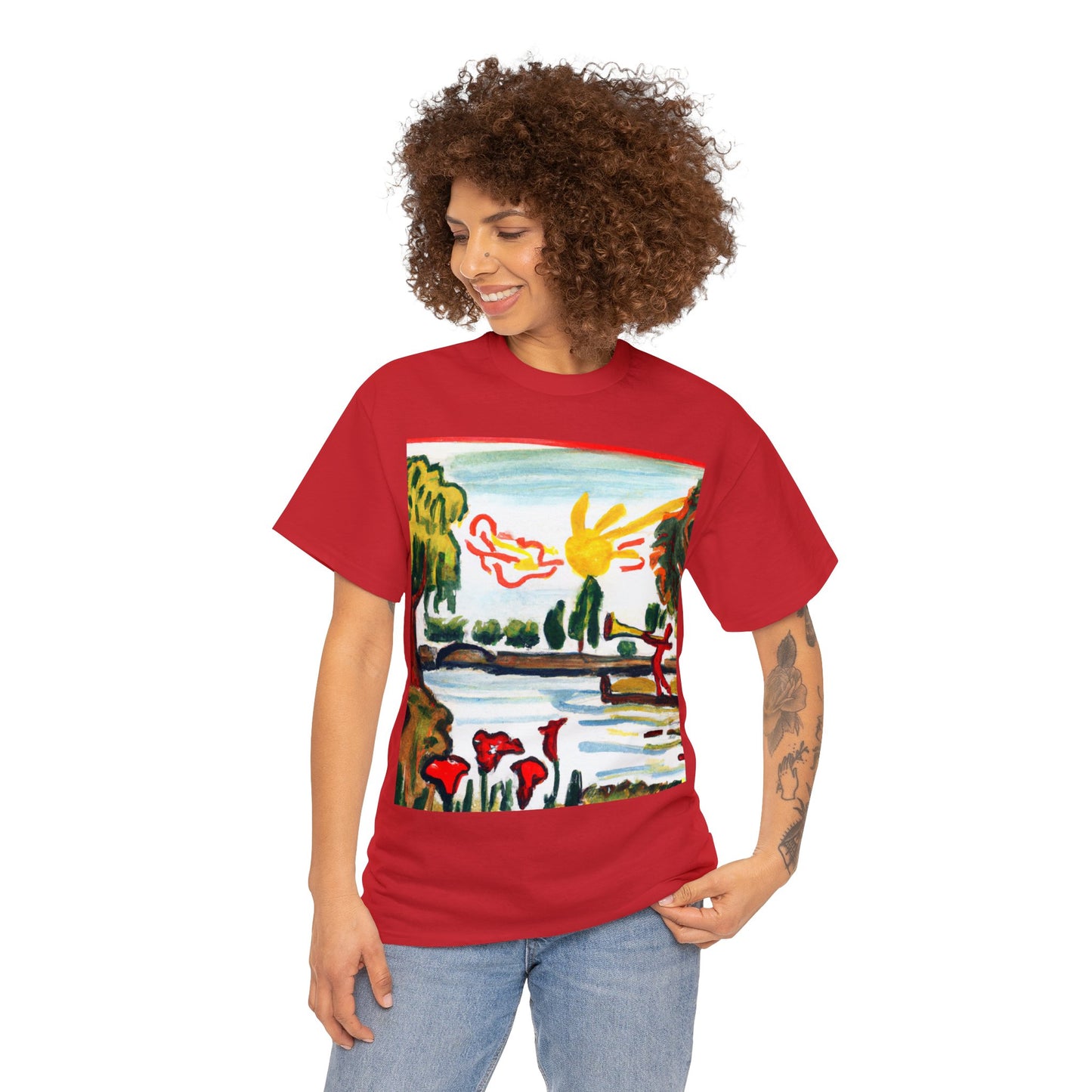 Art Naïve Trumpeter Unisex Heavy Cotton Tee by HornCue