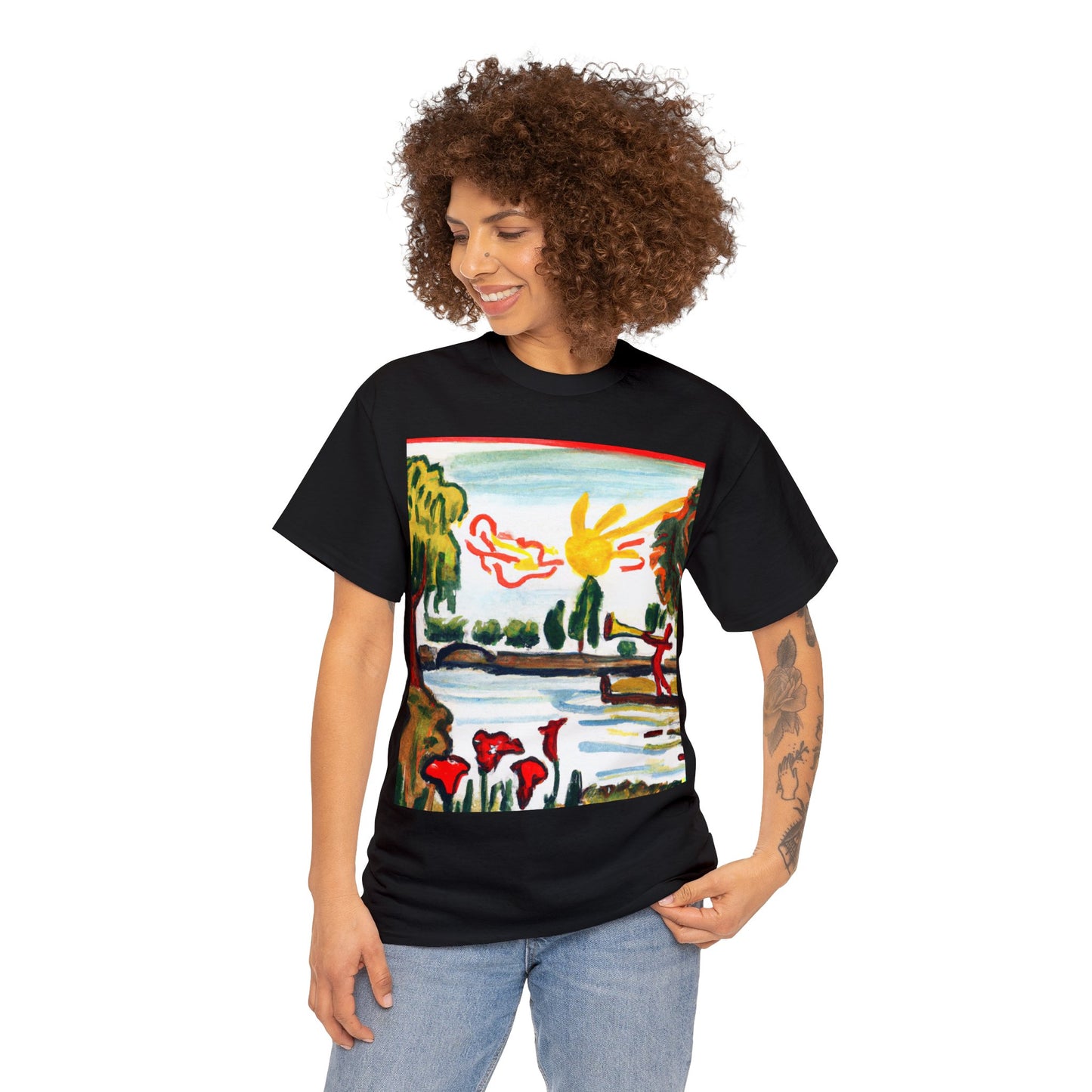 Art Naïve Trumpeter Unisex Heavy Cotton Tee by HornCue