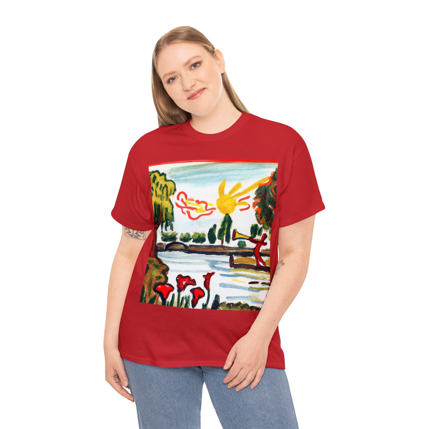 Art Naïve Trumpeter Unisex Heavy Cotton Tee by HornCue