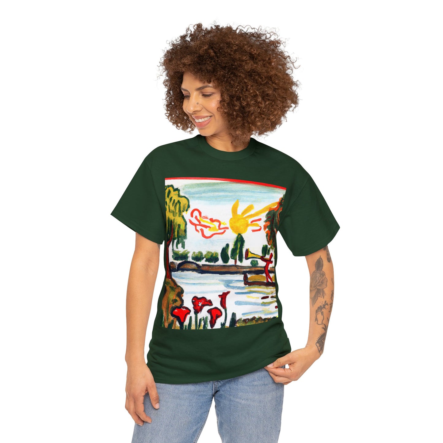 Art Naïve Trumpeter Unisex Heavy Cotton Tee by HornCue
