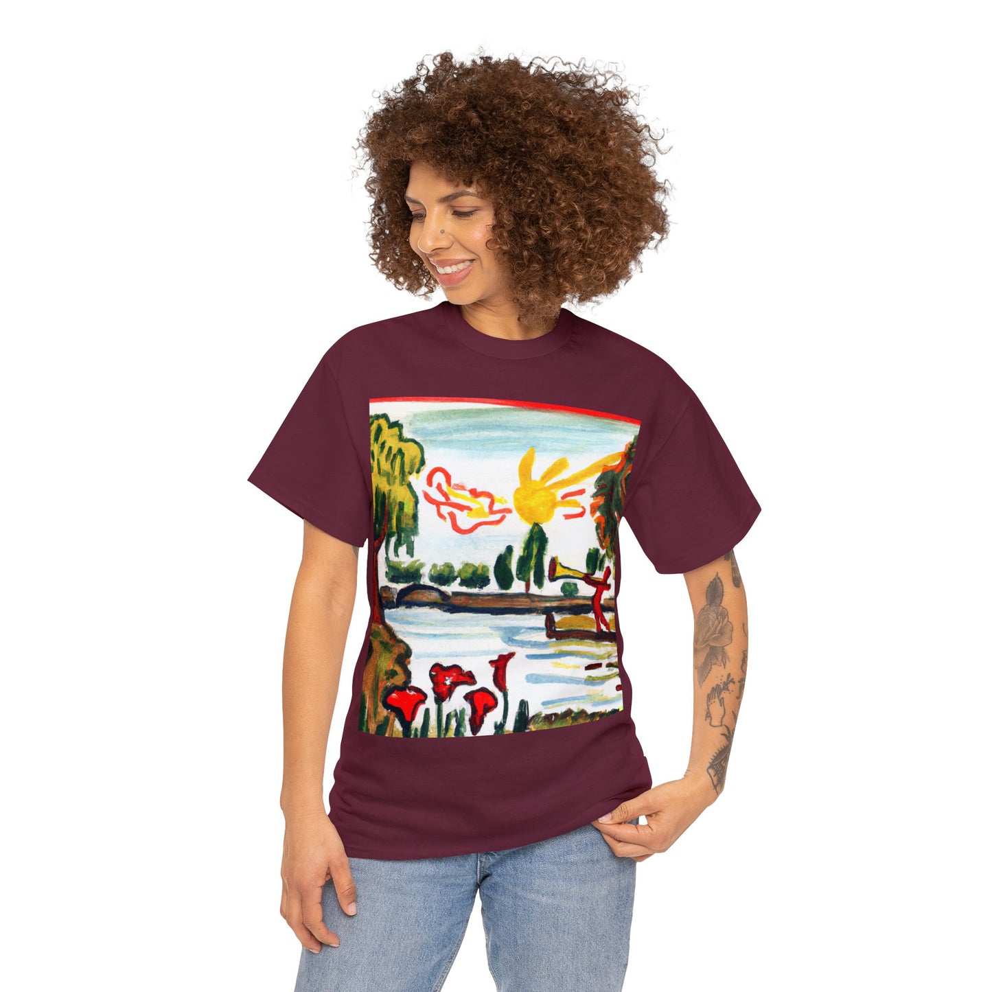 Art Naïve Trumpeter Unisex Heavy Cotton Tee by HornCue