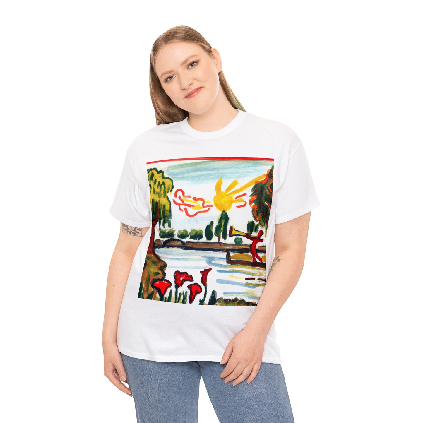 Art Naïve Trumpeter Unisex Heavy Cotton Tee by HornCue