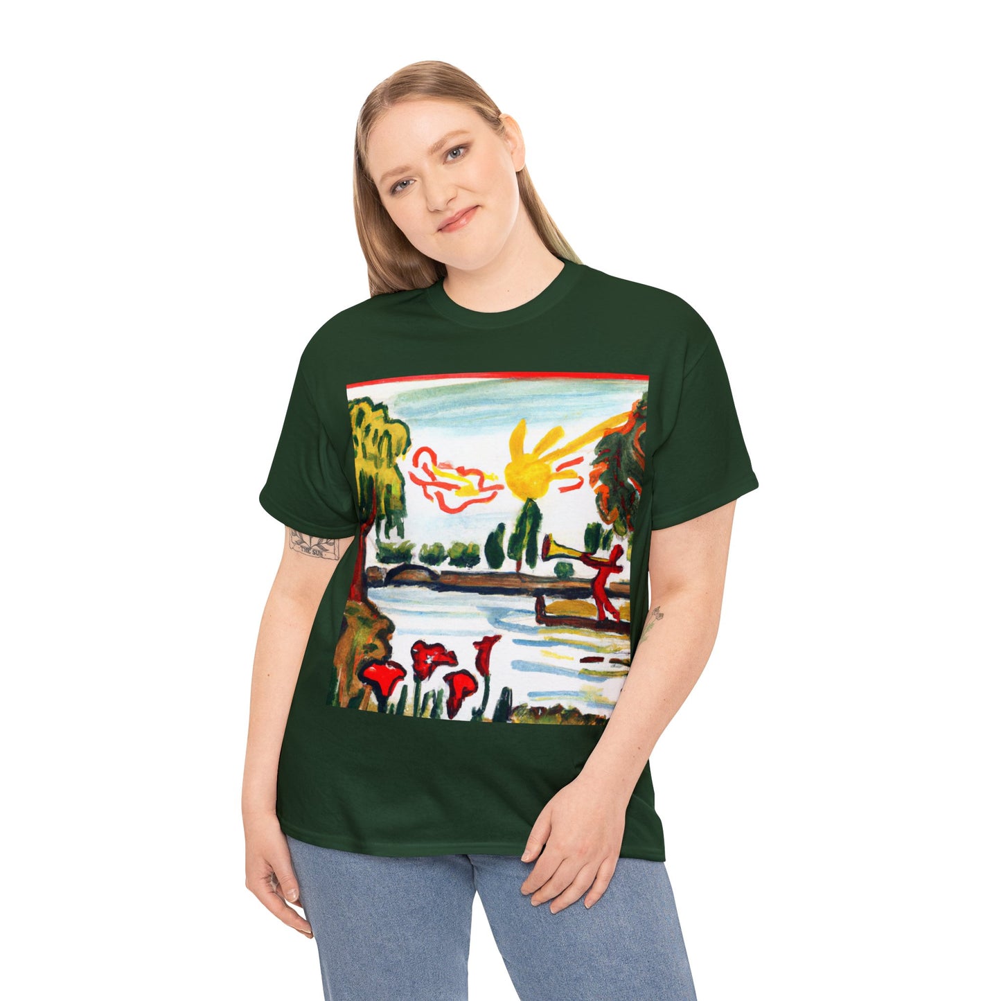 Art Naïve Trumpeter Unisex Heavy Cotton Tee by HornCue