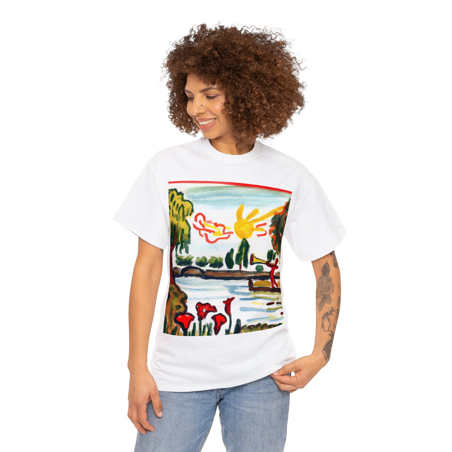 Art Naïve Trumpeter Unisex Heavy Cotton Tee by HornCue